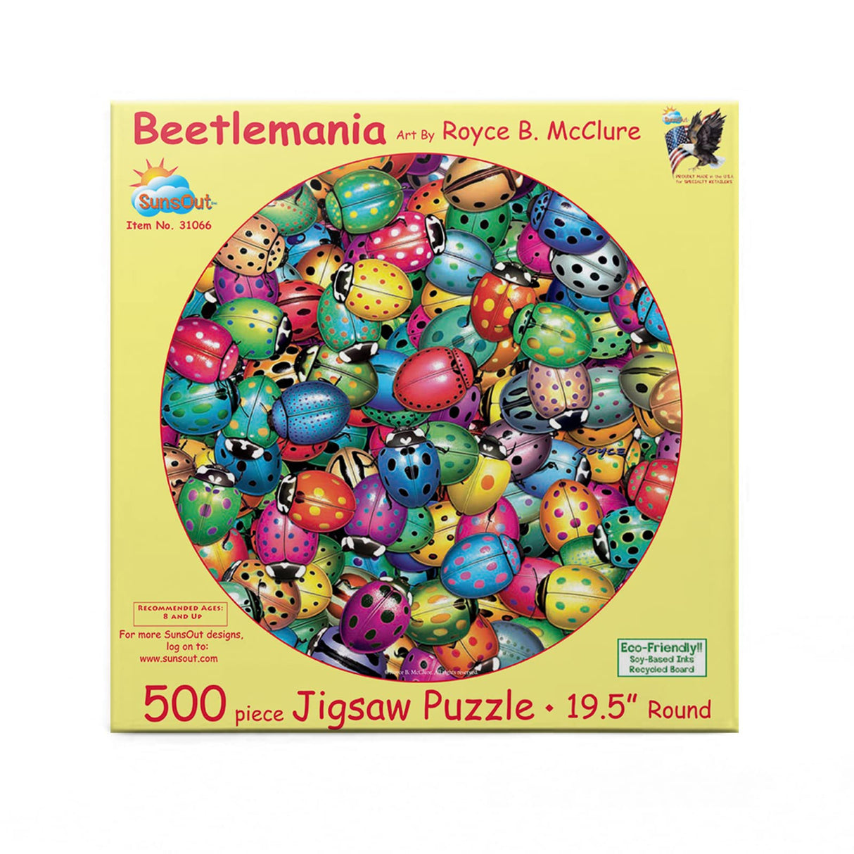 SUNSOUT INC - Beetles Round Mania - 500 pc Jigsaw Puzzle by Artist: Royce B. Mcclure - Finished Size 19.5" - MPN# 31066 SunsOut