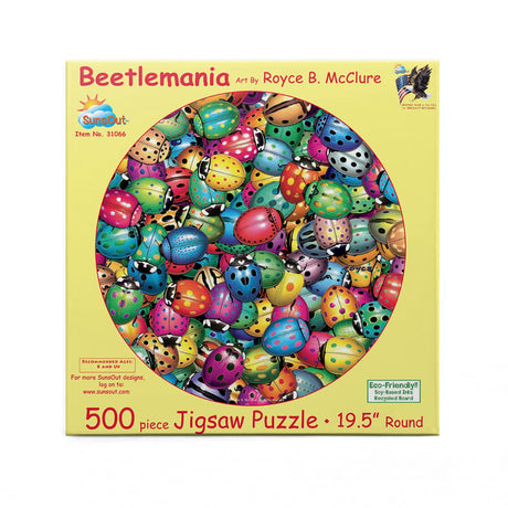 SUNSOUT INC - Beetles Round Mania - 500 pc Jigsaw Puzzle by Artist: Royce B. Mcclure - Finished Size 19.5" - MPN# 31066 SunsOut
