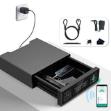 Medunor Smart Safety Box, Biometric Gun Safe for Handguns, Portable Security Safe with Fingerprint Lock, RFID Card, Keys, Anti-Theft Steel Cable, for Home & Travel, USB Charging, 2.4L Capacity Medunor