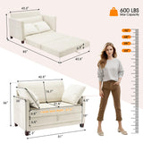 kakuboohi 51" Loveseat Sleeper Sofa Bed, Chenille Convertible Floor Sofa Bed for Small Spaces, Folding Couch Bed with Deep Seat, 2 Pillows & Solid Frame, Pull Out Floor Couch for Living Room, Beige kakuboohi