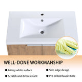 72" Bathroom Vanity with Sink, 72 Inch Floating Vanity, Double Sink Wall Mounted Vanity Combo, Modern Brown Bathroom Vanity Set with 4 Doors and White Basin Sink Mocoastn