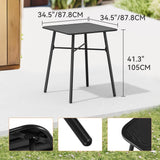 C-Hopetree 41" Counter Height Bar Table, Square Metal Pub Bistro Cocktail Table for Indoor Outdoor Use, Black C-Hopetree