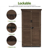 MCombo Outdoor Storage Cabinet, Garden Storage Shed, Outside Vertical Shed with Lockers, Outdoor 63 Inches Wood Tall Cabinet for Yard and Patio 0870 (Brown) MCombo