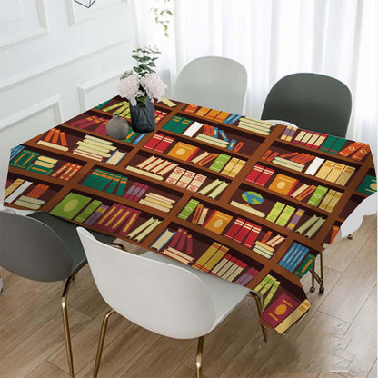 TKS MITLAN Book Shelf Tablecloth Decor Retro Bookshelf Literature Books Table Cloth Dining Room Kitchen Table Cover 60" X 84" Oblong/Rectangle