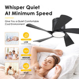 CHESUR Black Ceiling Fans with Lights - 36" Flush Mount Low Profile Ceiling Fan with Remote/App, Dimmable and 3CCT, Reversible, Modern Ceiling Fan Light for Indoor Bedroom, Kids Room CHESUR