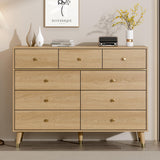 Chrangmay 9 Drawers Dresser for Bedroom,35.4" Tall Wood Rustic Modern Chest of Drawers with Natural Texture,with Anti-Tipping Device, Storage Dressers Organizer for Bedroom, Living Room,Yellow Chrangmay