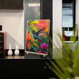 HeeBenor Framed Paint by Numbers Kit for Adults, Hummingbird Paint by Numbers Kit for Adults with Easel, DIY Flower Bird Paint by Number with Frame, Adult Paint by Number Kits Framed Canvas 8x12 Inch HeeBenor