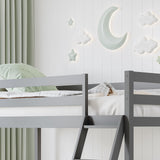 Callales Grey Twin Solid Wood Loft Bed with Slide & Removable Ladder Callales