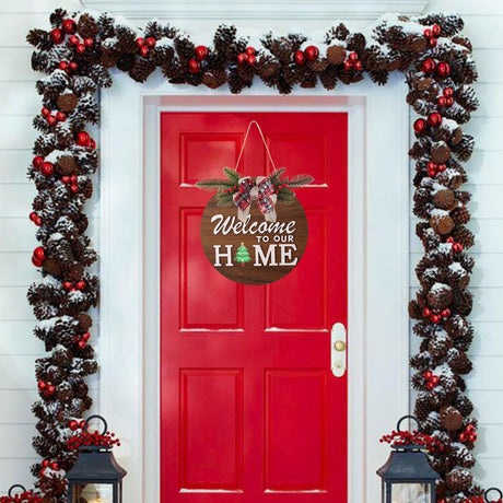 Interchangeable Welcome Sign for Front Door with 4 Seasonal Wreaths and 14 Changeable Icons, Farmhouse Front Door Signs, Door Decoration Porch Decor, Seasonal Wooden Home Sign Home décor (6wood) HOMCDALY