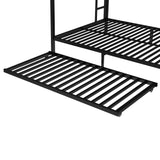 Bellemave Queen Over Queen Bunk Bed with Trundle, Heavy Duty Metal Twin Trundle Bunk Bed with Full-Length Guardrails & Ladder, Bunk Beds with Trundle for Kids, Teens, Adults, Black Bellemave