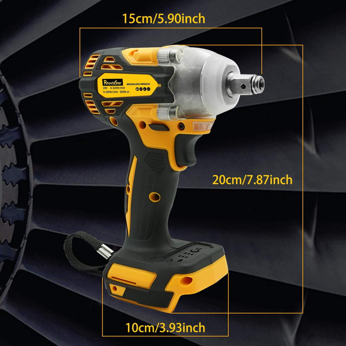 RhovixStar 20V MAX Cordless Impact Wrench Kit,1/2" Brushless Motor High Torque Impact Gun,4000mAh Battery and Charger Included,Variable Speed RhovixStar