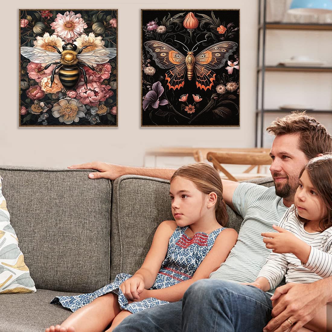 4 Pack Insect Paint by Numbers Kit for Adults Beginner with Frame,Dragonfly Moth Bee Butterfly Paint by Number with Wooden Easel DIY Landscape Adult Paint by Number Kits for Home Decor 9x12inch Kaixine