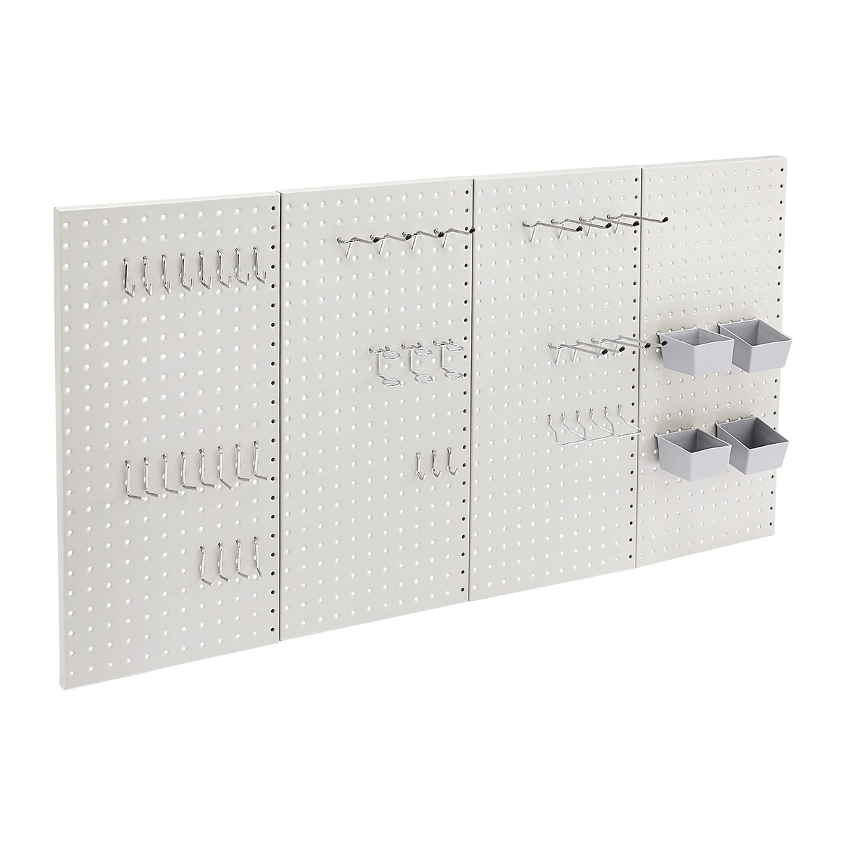 Amazon Basics Rectangular Metal Pegboard Kit for Wall Storage, Rust and Scratch Resistant, 48-Piece, Gray Amazon Basics