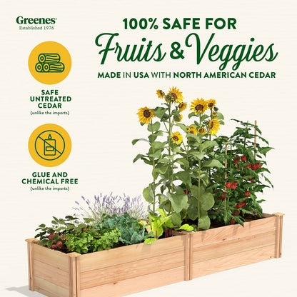 Greenes Fence Premium Cedar Raised Garden Bed, 2' x 8' x 16.5" - Made in USA with North American Cedar - WoodArtSupply