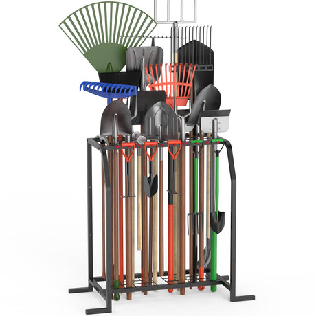 Trieez Extra Large Garden Tool Organizer for Garage, NEVER FALL OVER - Yard Tool Organizer Garage for Organization and Storage, Tool Rack for Shed, Outdoor, Tool Stand Trieez