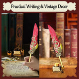 Feather Quill Pen and Ink Set,Antique Calligraphy Set with Leather Journal Notebook,Feather Pen,5 Gold Nibs,Pen Holder,Ink,Calligraphy Kits for Beginners Christmas Gift GrnVibe
