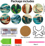 DOTZSO 8 Pcs Diamond Art Coasters Kit with Holder Diamond Art Kits for Adults Beginners Small Diamond Painting Coasters Arts and Crafts for Adults Supplies Item Sets (Landscape) DOTZSO