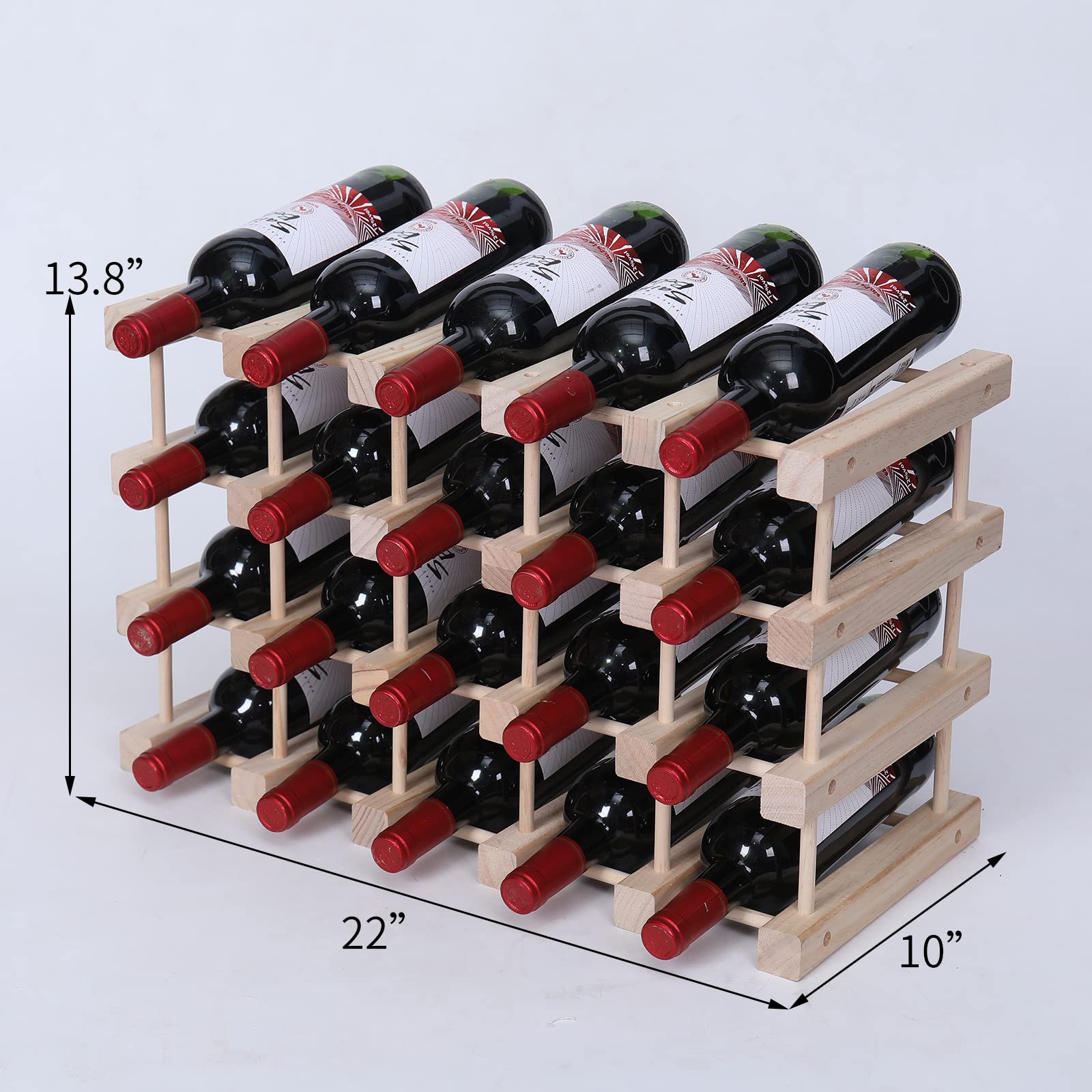 FDHUIJIA Wine Rack Small countertop Cabinet Stackable Storage Wooden freestanding Floor Wine Holder (20 Bottles) - WoodArtSupply