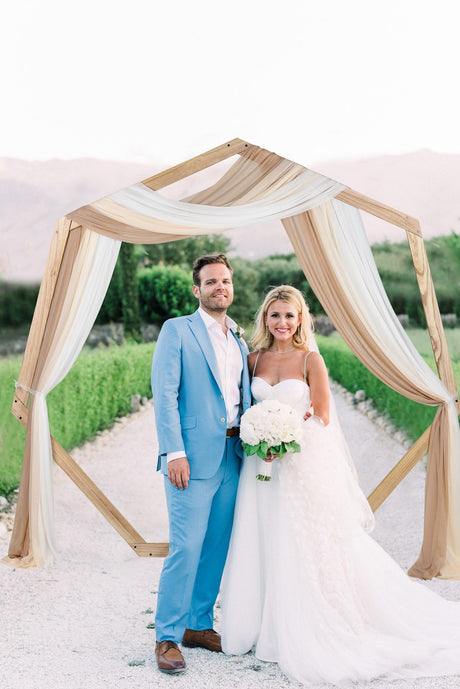 Lvydec 3 Panels Wedding Arch Draping Fabric, 30" x 20ft Mixed Color Chiffon Fabric Drapery Sheer Backdrop Curtain for Wedding Ceremony Party Decoration (Elegant Neutral) Lvydec