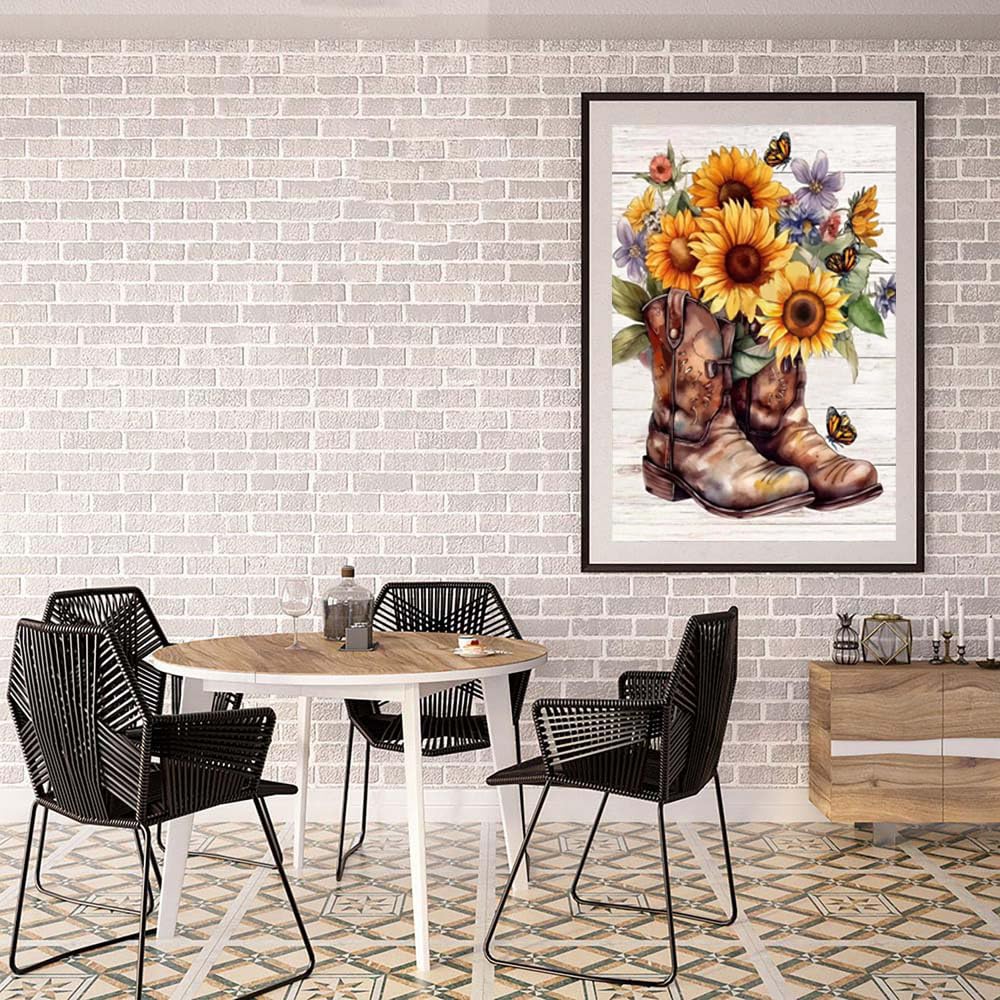 ZQEATRY Sunflower Boots Paint by Numbers Boots Adult Paint by Number Kits on Canvas Butterfly Flower Paint by Number Canvas Oil Painting Paint-by-Number Kits Home Wall Decoration 12 X 16Inch ZQEATRY