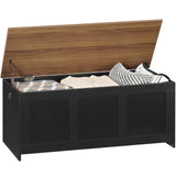 HOOBRO Storage Bench, 39.3" Retro Wooden Storage Chest, Wooden Storage Trunk, Toy Chest with Lift Top, Multifunctional Entryway Organizer, for Entryway, Living Room, Black and Walnut BH141CW01 HOOBRO