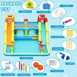 FINCOME Inflatable Bounce House for Kids, Water Bounce House with Double Slides Outdoor Indoor, Jumping Bouncy Castle with Air Blower for Park Backyard Party Birthday (with 750W Blower) FINCOME