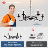 Depuley Farmhouse Chandelier for Dining Room: 6-Light Black Industrial Kitchen Island Pendant Light Fixture with 6 E12 Bulbs - Rustic Candle Chandeliers Vintage Modern Hanging Ceiling Lamp for Bedroom Depuley