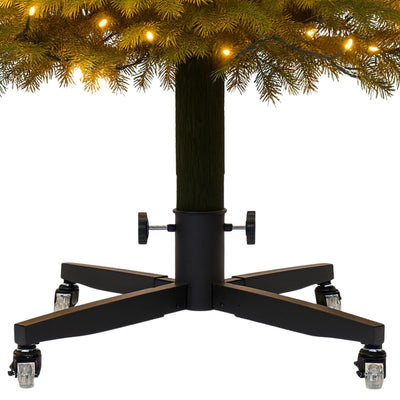 Metal Rolling Christmas Tree Stand with Heavy-Duty Caster Wheels - Premium Stand Holds up to 12-Foot-Tall Artificial Xmas Trees Universal Adjustable Base - Compatible with Most Upright Tree Bags