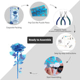 Piececool 3D Metal Puzzles Rose Flower Model Kits, Artificial Fake Flowers Metal Building Blocks DIY 3D Puzzle for Adults, for Father Mothers Valentines Day, 15Pcs Piececool