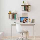 Tohiasen Floating Book Shelves for Wall Mounted Set of 2, Wood Hanging Bookshelf, Book Display Shelf for Wall, Unique Space Saving Book Shelf Wall Book Holder (Brown) Tohiasen