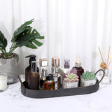 Hipiwe Oval Galvanized Metal Iron Tray with Handle, Industrial Style Storage Serving Tray Farmhouse Rustic Decorative Coffee Table Centerpiece for Home Decor Hipiwe