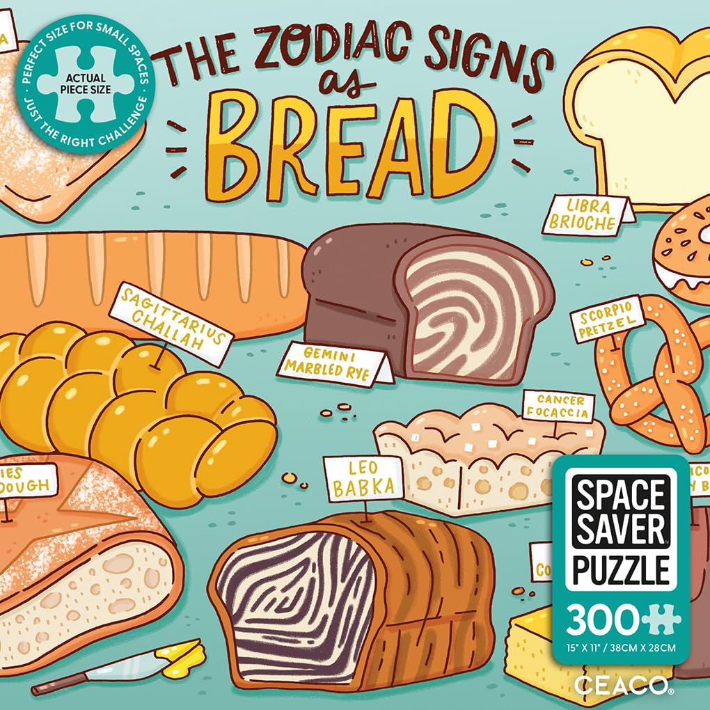 Ceaco – Bread Zodiac - 300 Piece Jigsaw Space Saver Puzzle – Puzzles for Smaller Spaces and Surfaces