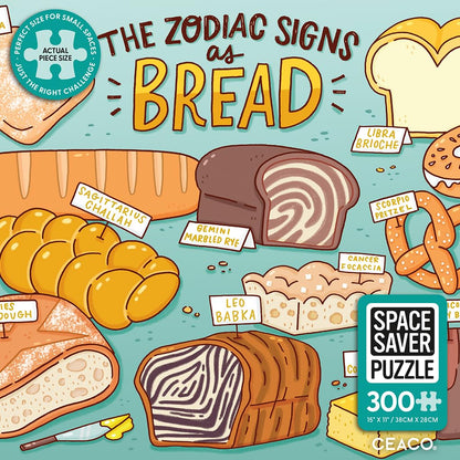 Ceaco – Bread Zodiac - 300 Piece Jigsaw Space Saver Puzzle – Puzzles for Smaller Spaces and Surfaces