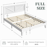 Yaheetech Wood Bed, Rubber Wood Platform Bed Frame with Headboard/Wood Slats, Farmhouse Style, No Box Spring Needed, Mattress Foundation, Noise-Free, Easy Assembly, Full Size, White Yaheetech