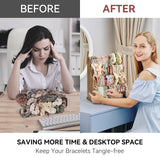 Emfogo Bracelet Holder, 4 Tier Bracelet Organizer Storage for Bracelets Bangles Watch Scrunchies, Rustic Wood Jewelry Organizer Display for Home, Vendors, Craft Shows and Store(Rustic Brown) Emfogo