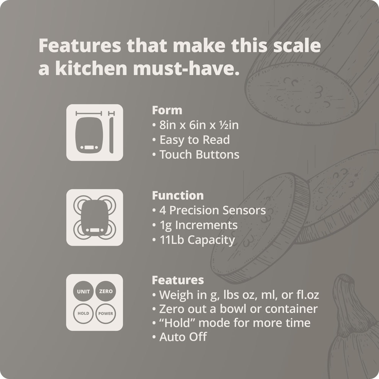 Greater Goods Digital Kitchen Scale - Cooking, Baking, Meal and Food Prep Scale, Weighs in Grams, Pounds and Ounces, Gray Greater Goods