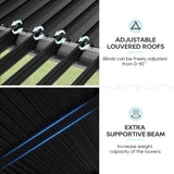 LVUYOYO Outdoor Louvered Pergola 10' x 10', Patio Aluminum Pergola with Adjustable Roof, Metal Gazebo for Backyard, Garden, Deck(Black) LVUYOYO