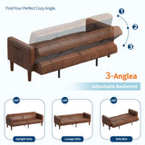 GarveeHome 75 in Futon Sofa Bed, Convertible Sleeper, Faux Leather Small Couch, Loveseat, Mid-Century Modern Couch for Living Room, Bedroom, Brown GarveeHome