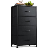 AODK Dresser for Bedroom with 4 Storage Drawers, Small Dresser Chest of Drawers Fabric Dresser with Sturdy Steel Frame, Black AODK