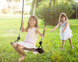 PELLOR Wood Swing Seat, Carbonized Hanging Wood Tree Swing for Adult Kids Children Anticorrosive & 100% Waterproof Wooden Swing Set 440lbs Load Indoor Outdoor Backyard Play PELLOR