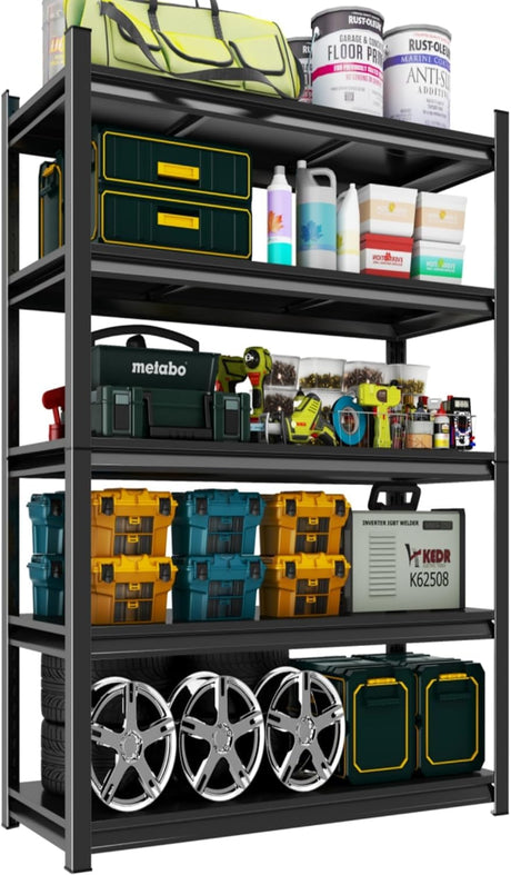 Notmise 5-Tier Garage Shelving, Heavy Duty Adjustable Metal Storage Shelves Unit, Steel Shelf, 2000 lbs Capacity, Industrial Shelves for Heavy Tools and Equipment (71" H x 36" W x 14" D) Notmise