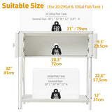 LAQUAL 20-29 Gallon Aquarium Stand with Cabinet, 20 Gallon Long Fish Tank Stand with 31''L * 12''W Tabletop, Double Heavy Metal Stand with Stable Structure, Adjustable Table Feet - White LAQUAL