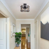 Bargeni Flush Mount Light Fixture,13-inch Rustic Ceiling Light Fixture,Matte Black Finish,3-Light Farmhouse Light Fixtures for Living Room,Kitchen,Bedroom,Dining Room,Foyer,Hallway Bargeni