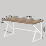 HSH Farmhouse Desk, Modern Home Office Desk, Student Desk for Bedroom Computer Table, Rustic Wood and Metal PC Laptop Computer Desk, Simple Writing Study Gaming Desk Executive Workstation, 55 Inch HSH