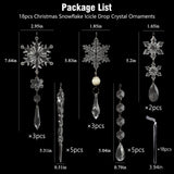 18pcs Christmas Tree Decoration Crystal Ornaments - Hanging Acrylic Christmas Snowflake Icicle Drop Crystal Ornaments for Xmas Tree Winter New Year Party Supplies OuMuaMua