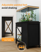 FILKO 40-50 Gallon Fish Tank Stand: Sturdy Aquarium Stand with Storage for 40-50 Gallon Fish Tank - Metal Terrarium Table Cabinet with Power Outlet for Reptile Turtle (40-50 gallon) FILKO