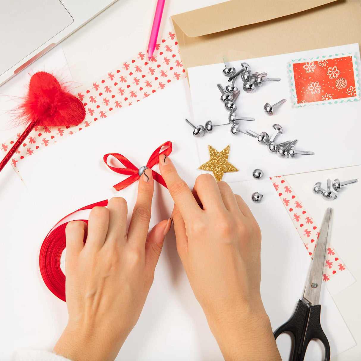 Hotop 500 Pcs Paper Brass Fasteners Brass Brads Round Fasteners for Craft Art Crafting School DIY Supplies(0.3 x 0.8 Inch,Silver) Hotop