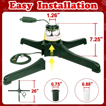 GREATDAY Rotating Christmas Tree Stand with Remote Control,Six-Hour Timer Function,360-Degree Rotating Christmas Tree Stand,Up to 7.5ft and 80 pounds Artificial Tree,with 3 Settings Trunk Diameter