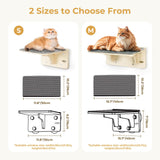 Pecute 2-in-1 Cat Window Perch & Wall Shelves - Sturdy Solid Wood Frame, 4 Large Rotating Suction Cups, Washable Carpet Cloth Cover, Space-Saving Indoor Cat Hammock Bed for Large Cats & Kittens Pecute