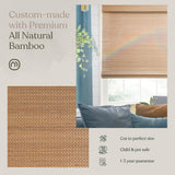 MOOD Custom Bamboo Shades | Woven | Cordless Bamboo Roman Shades for Windows and Doors (Natural Woven) | Woven Hickory Wood (Sheer) | 31" W x 60" H Mood